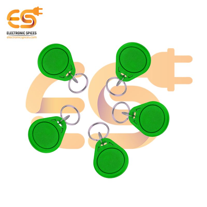 125KHz RFID Tag with Green Keychain for Access Control Pack of 5